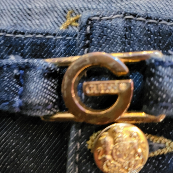 Guess Premium Y2K Denim Shorts 29 Waist Gold Buttons - Picture 4 of 8